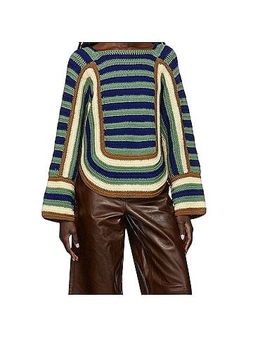 BODE Four Stripe Crochet Sweater Pullover Sweater (view 2)