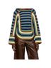 BODE 100% Merino Stripes Green Blue Brown Ivory Pullover Sweater Size M - photo 2