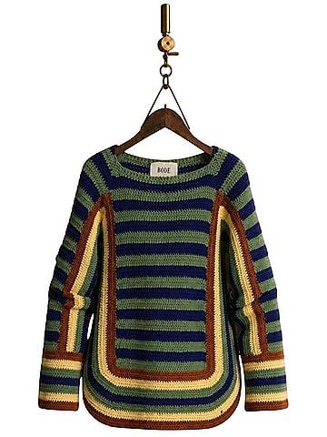 BODE Four Stripe Crochet Sweater Pullover Sweater (view 1)