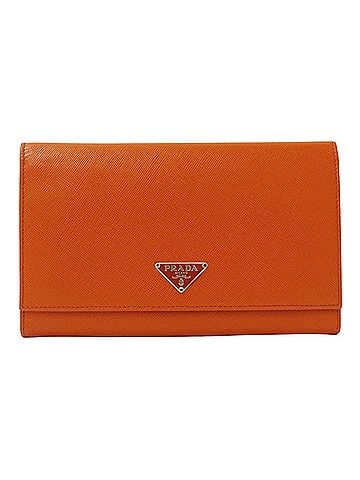 Prada Prada PRADA Women's Wallet, Brand Name Long Saffiano Leather, Orange (view 1)