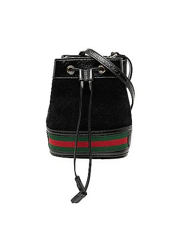 Gucci Mini Suede and Patent Web Ophidia Bucket Bag (view 1)
