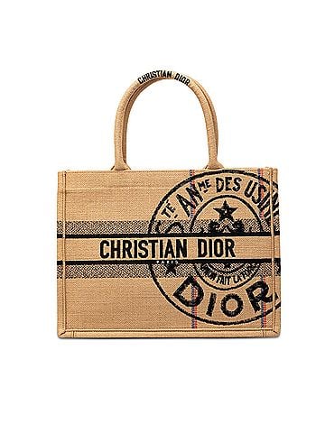 Dior Medium Jute Embroidered Book Tote (view 1)
