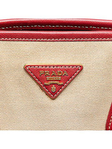 Prada Saffiano Trimmed Canvas Canapa Satchel (view 2)