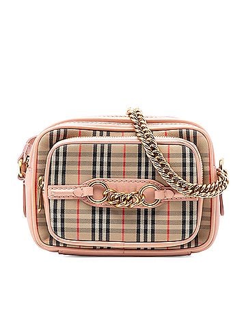 Burberry 1983 Knight Check Canvas and Calfskin Link Camera Bag (view 1)