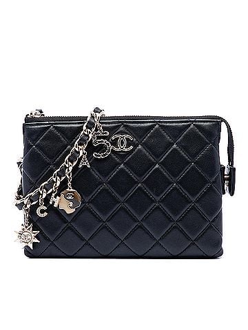 Chanel CC Quilted Lambskin Coco Charms Chain Wristlet Pouch (view 1)