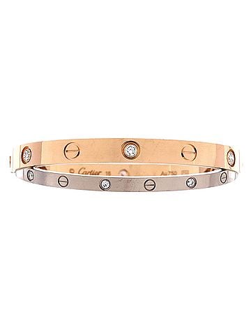 Cartier Double Love Bracelet 18K Rose Gold with 18K White Gold with Diamonds (view 1)