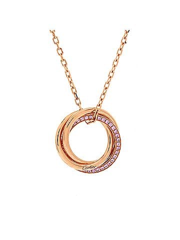 Cartier Trinity Pendant Necklace 18K Rose Gold with Pave Pink Sapphires (view 1)