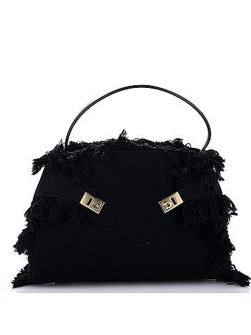 Salvatore Ferragamo Hug Shoulder Bag Fringed Canvas and Leather Large (view 1)