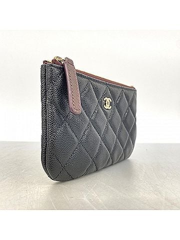 Chanel Chanel Matelassé Caviar Leather Wallet/Coin Case, Black, Women's (view 2)