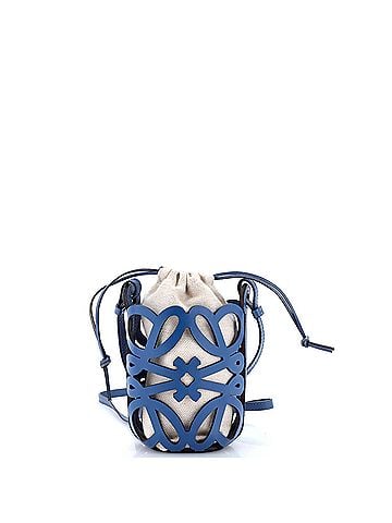 Loewe Anagram Drawstring Bucket Crossbody Bag Leather with Canvas Mini (view 1)