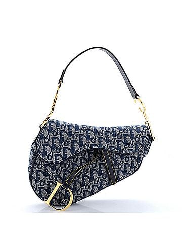 Christian Dior Vintage Saddle Bag Diorissimo Canvas Medium (view 1)