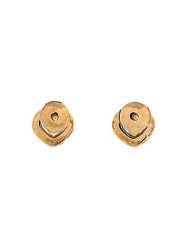 Chopard Happy Diamonds Heart Earrings 18K Yellow Gold with Diamonds and 1 Floating Diamond Small (view 2)