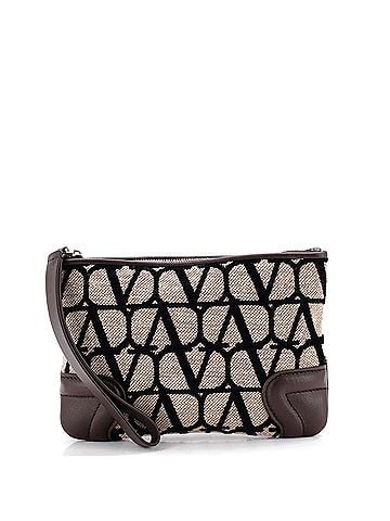 Valentino Garavani Wristlet Pouch Iconographe Canvas and Leather (view 1)