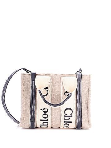 Chloé Woody Tote Canvas with Leather Small (view 1)