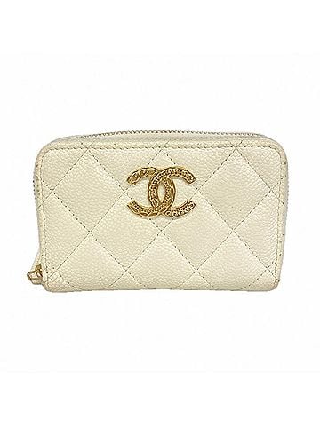 Chanel Chanel Matelassé Caviar Leather Wallet/Coin Case, White/Champagne, Women's (view 1)