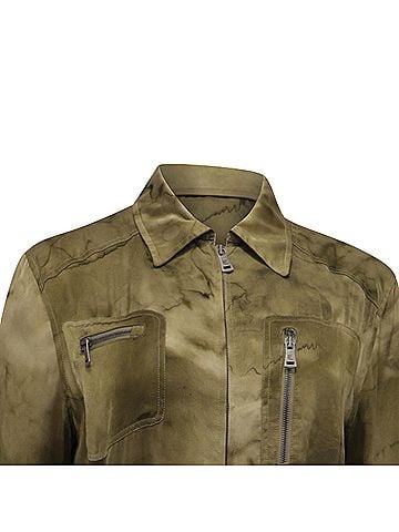 Ralph Lauren Ralph Lauren Purple Label Printed Shirt Dress with Belt in Green Silk (view 2)