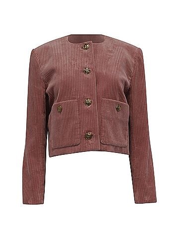 Chloé Chloé Cropped Corduroy Jacket in Pink Cotton (view 1)