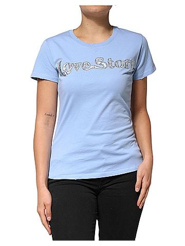 Pinko Blue Love Story Sequined Embellished Short Sleeves Women's T-shirt (view 1)