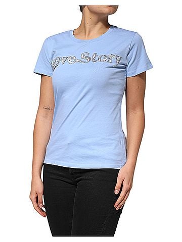 Pinko Blue Love Story Sequined Embellished Short Sleeves Women's T-shirt (view 2)