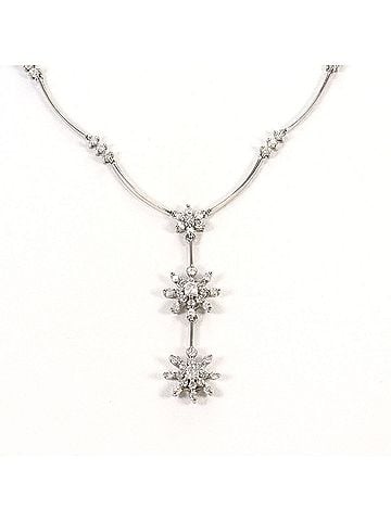 Unbranded K14 14K WG White Gold Necklace with 0.93ct Diamond, Certificate of Authenticity, Total Weight 7.6g, 42cm, Like New Condition (view 1)