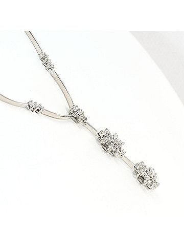 Unbranded K14 14K WG White Gold Necklace with 0.93ct Diamond, Certificate of Authenticity, Total Weight 7.6g, 42cm, Like New Condition (view 2)