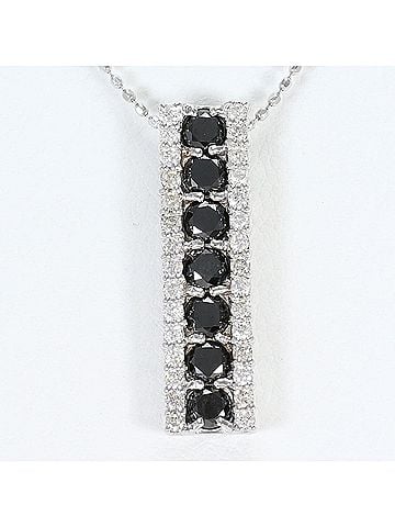 Unbranded 18K (18-karat white gold) necklace with 0.75ct black diamond and 0.30ct diamond. Comes a certificate of authenticity. Total weight 3.4g. 40cm length. Like new condition. (view 1)