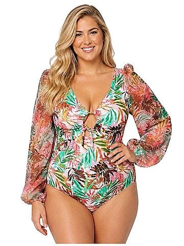 Swimsuits for all Kim Gravel x Swimsuits For All Chiffon Sleeve One-Piece One Piece Swimsuit (view 1)
