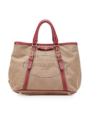 Prada Canvas Canapa Logo Bow Satchel (view 1)