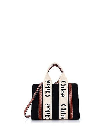 Chloé Woody Tote Recycled Felt with Leather and Canvas Small (view 1)