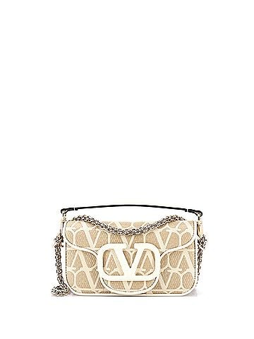 Valentino Garavani VLogo Loco Flap Shoulder Bag Toile Iconograph Fabric Small (view 1)