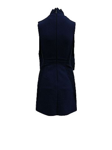 MSGM MSGM Turtleneck Mini Dress in Navy Blue Polyester (view 2)