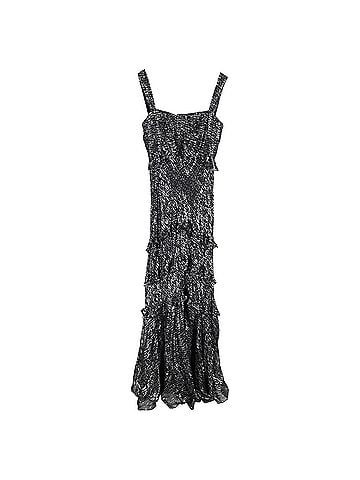 Saloni Saloni Chandra Ruffled Evening Dress in Black Silk (view 1)