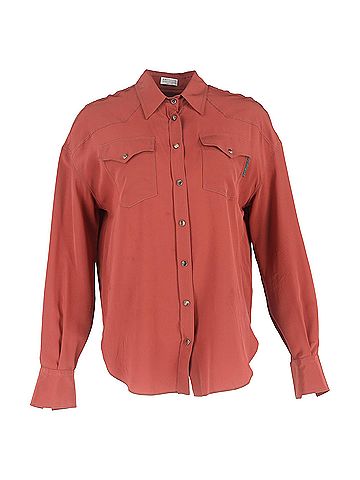 Brunello Cucinelli Brunello Cucinelli Crepe de Chine Shirt in Red Silk (view 1)
