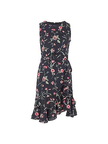 Michael Kors Michael Kors Collection Floral-Print Belted Mini Dress in Multicolor Viscose (view 1)