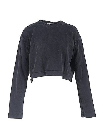 Acne  Acne Studios Crewneck Cropped Sweater in Black Cotton (view 1)