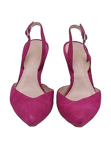 Stuart Weitzman Stuart Weitzman Pointed-Toe Slingback Heels in Pink Suede (view 2)