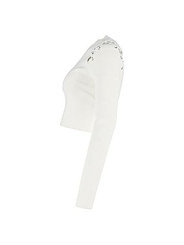 Proenza Schouler Proenza Schouler Lace Up Shoulder Cropped Long Sleeve Top in White Rayon (view 2)