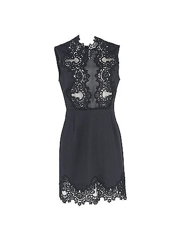 Sandro Sandro Lace Mini Dress in Black Polyester (view 1)