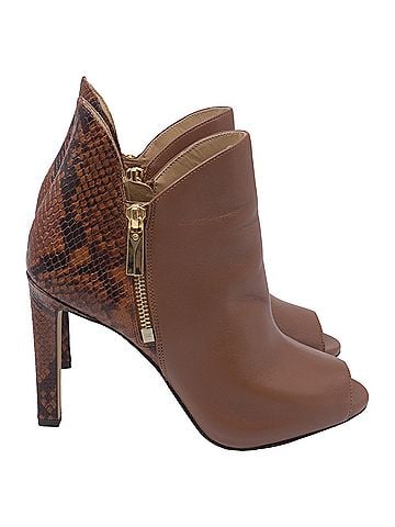 Michael Kors Michael Michael Kors Alane Open Toe Booties in Brown Leather (view 1)