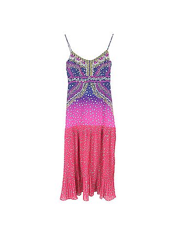 Saloni Saloni Printed Long Dress in Multicolor Silk (view 1)