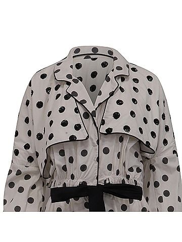 Johanna Ortiz  Johanna Ortiz Dragon Pearl Polka Dot Midi Dress in White Cotton (view 2)