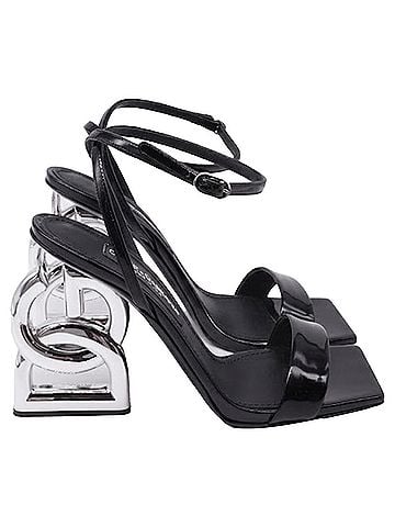 Dolce & Gabbana Dolce & Gabbana Keira Embellished Sandals in Black Patent Leather  (view 1)