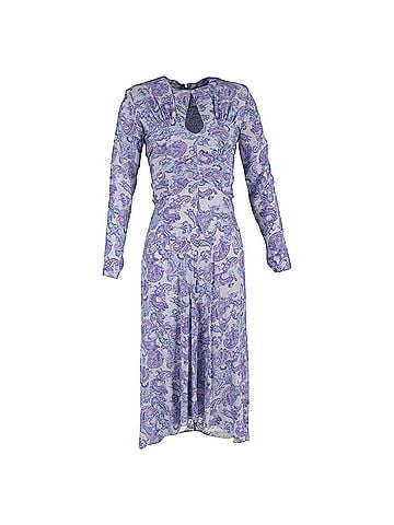 Isabel Marant Isabel Marant Telima Cutout Ruched Paisley-Print Crepe Dress in Purple Silk (view 1)