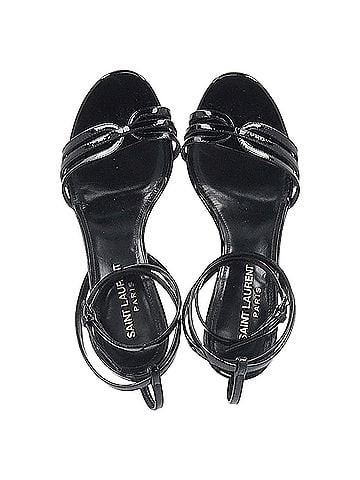 Saint Laurent Saint Laurent Ankle Strap Sandals in Black Patent Leather (view 2)