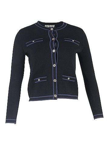 Tory Burch Tory Burch Kendra Button-Down Logo Cardigan in Black Wool (view 1)