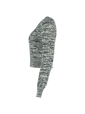Victoria Beckham Victoria Beckham Cropped Marled Sweater in Grey Cotton (view 2)