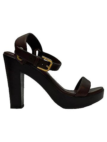 Ralph Lauren Ralph Lauren Collection Wooden Sandals in Brown Leather (view 1)