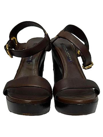 Ralph Lauren Ralph Lauren Collection Wooden Sandals in Brown Leather (view 2)