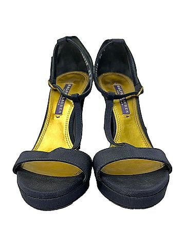 Ralph Lauren Ralph Lauren Collection Ankle Strap Sandals in Navy Blue Canvas (view 2)