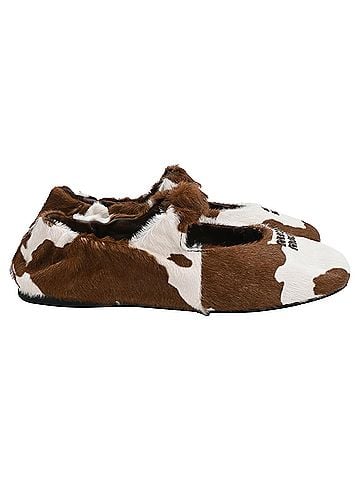 Miu Miu  Miu Miu Cow-Print Mary Jane Ballet Flats in Multicolor Calf Hair (view 1)